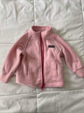 Columbia Light Pink Fleece Jacket with Hot Pink Zip